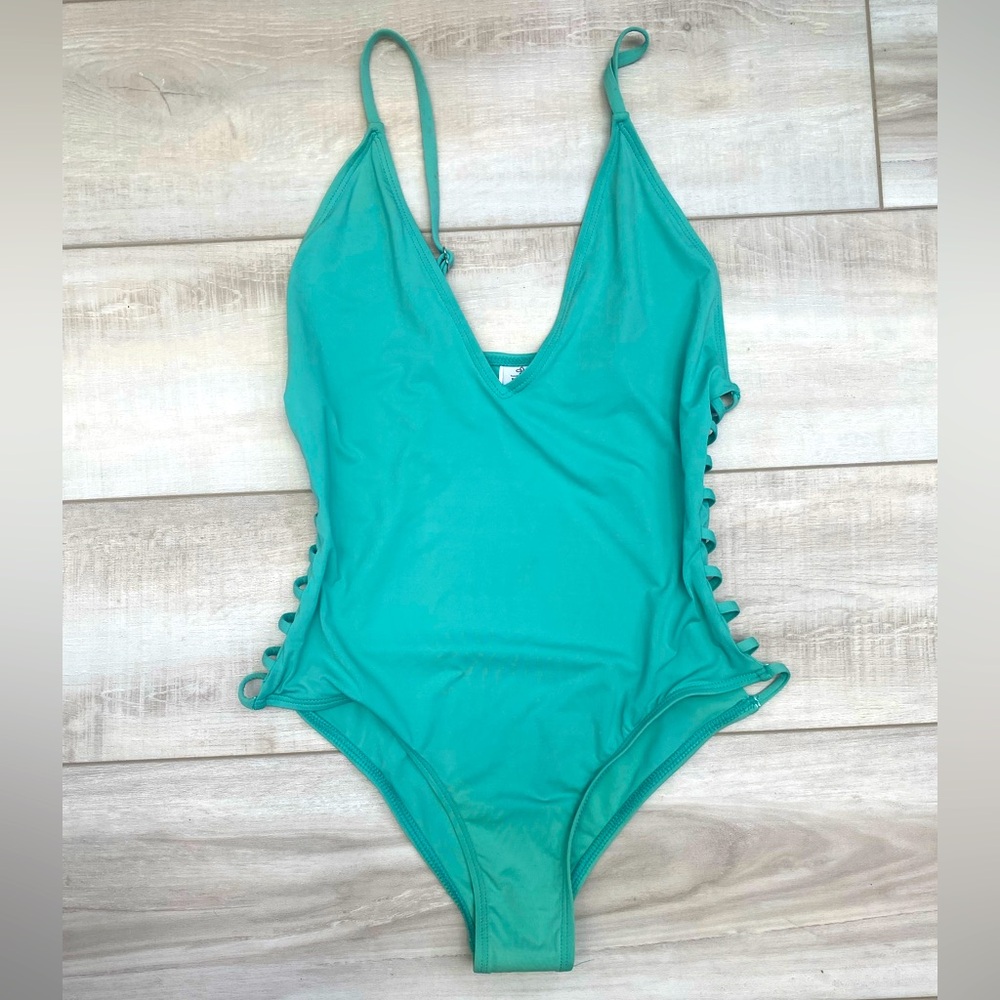 Teal Dippin Daisys One-Piece Swimsuit with Side Cutouts